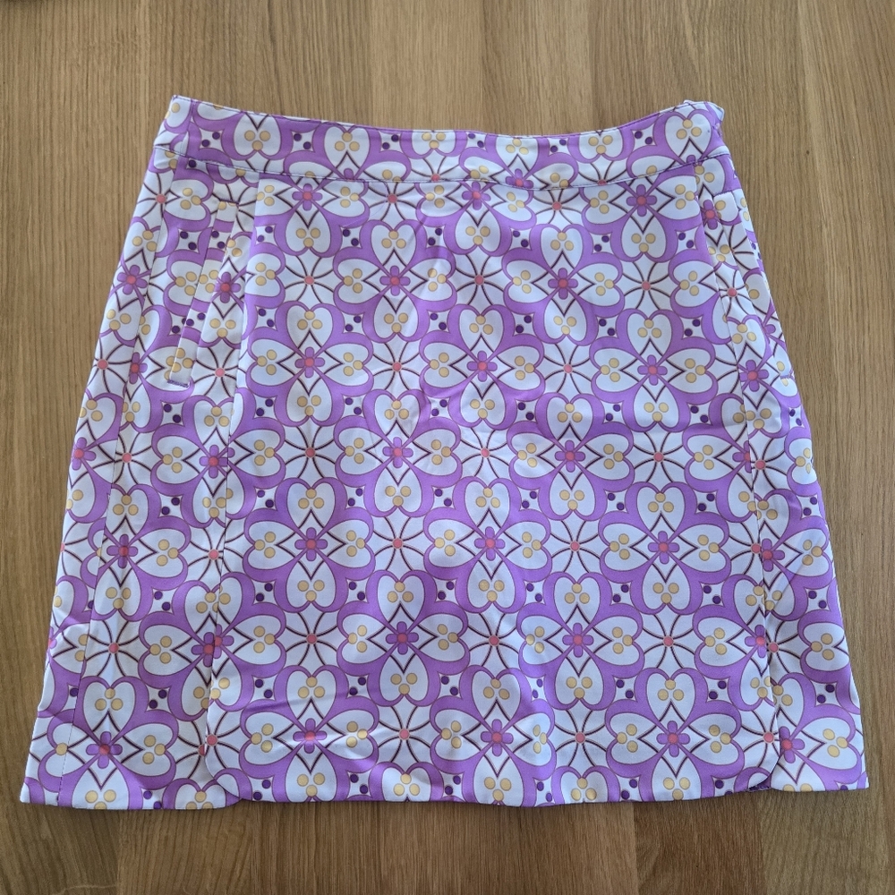 EP Pro Purple and Cream Printed Mini Skirt Shorts Lined Size 2